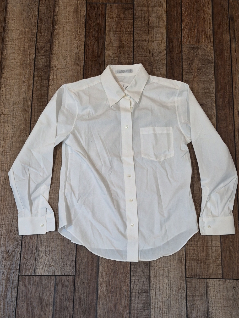 White FOXCROFT  Long-Sleeve Button Down Dress Shirt With Pocket  Womens Size 8P